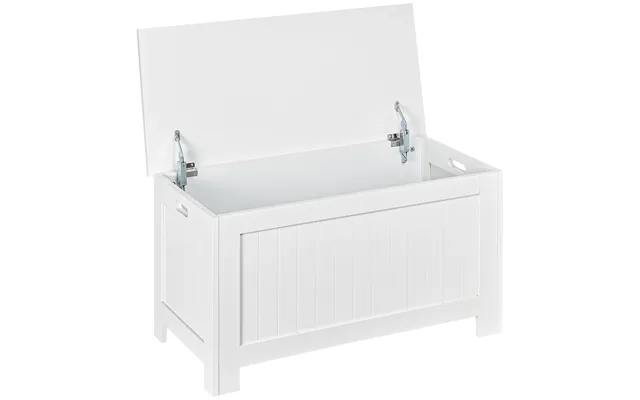 Mcl Lift Top Storage Chest Toy Box Organizer With Lid And Safety Hinges For Bedroom Entryway Living Room - White