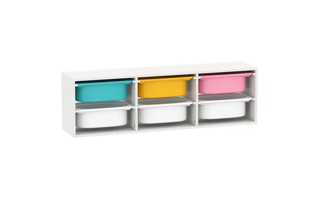 Mcl Low Height 2 Tiers Storage Organiser, Kids Toy Storage Unit With 6 Removable Bins For Bedroom, Nursery, Playroom - W