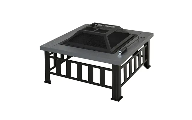Mcl Metal Large Firepit Outdoor Square Fire Pit Brazier With Rain Cover - Lid product image