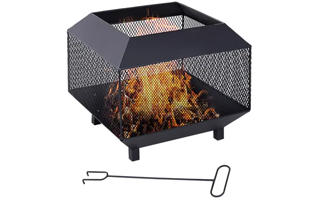 Mcl Metal Square Fire Pit Outdoor Mesh Firepit Brazier W Lid - Log Grate product image