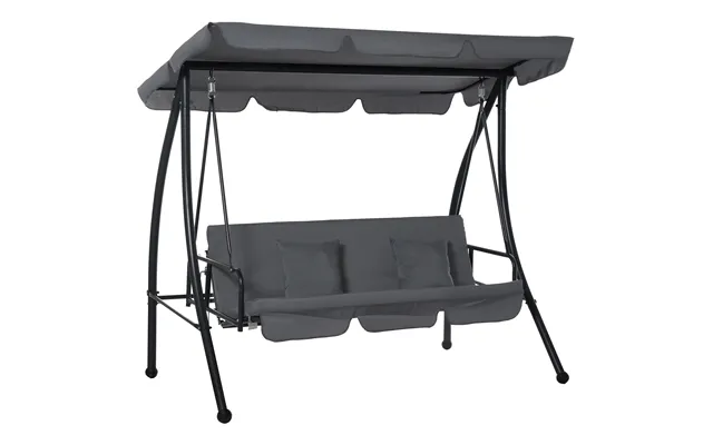 Mcl Outdoor 2-in-1 Swing Chair Lounger 3 Seater Garden Swing Seat Bed Convertible Tilt Canopy W Cushion - Dark Grey