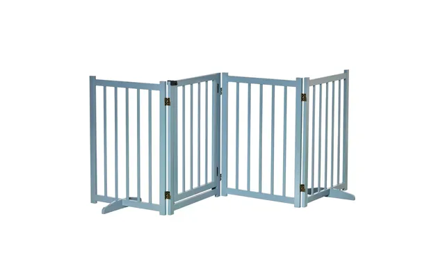 Mcl Pet Gate Wooden Foldable Dog Safety Barrier W 4 Panels For Small And Medium Dogs Blue