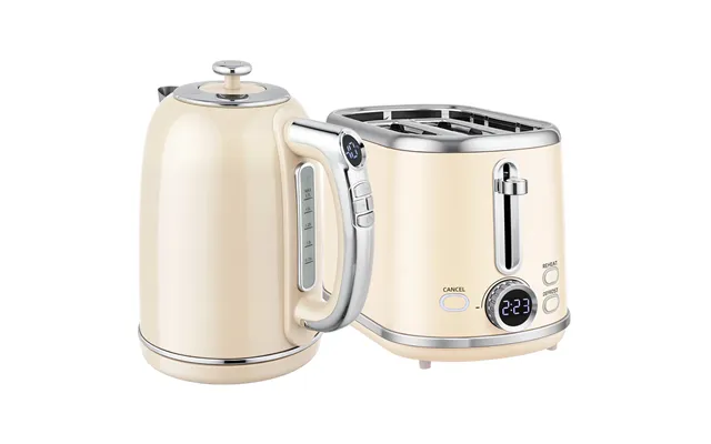 Mcl Polished Retro 40-100 C Kettle And Toaster Set - Cream