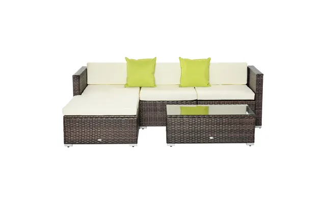 Mcl Rattan Corner Sofa Set 4-seater Outdoor Garden Sofa For Patio - Brown