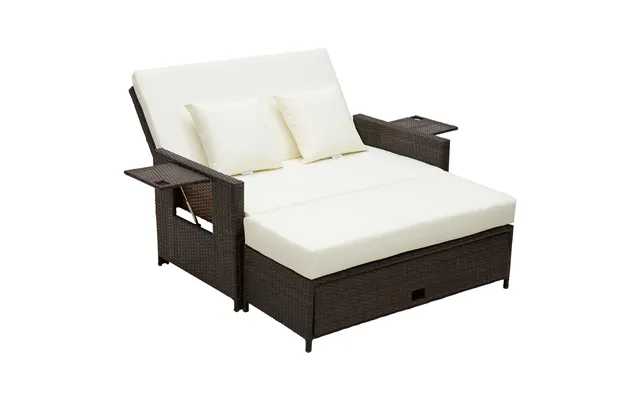 Mcl Rattan Sun Lounger 2 Seater Day Bed-brown