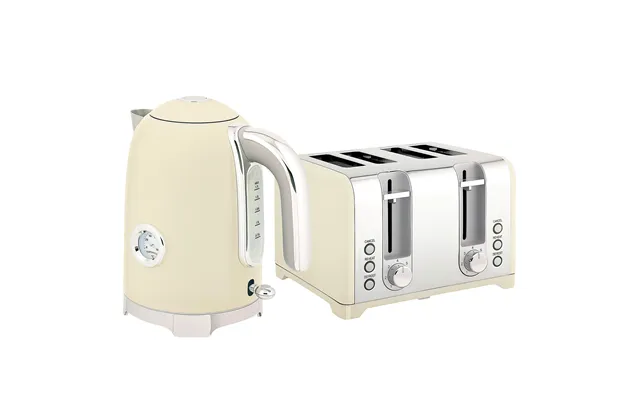 Mcl Retro 3000w Kettle And Toaster Set - Cream