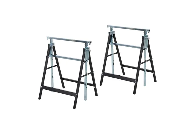 Mcl Set Of 2 Adjustable Telescopic Builders Trestle, Diy Steel Work Bench Carpenter, Folding Saw Horse Tools Black - Def