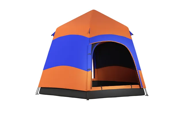 Mcl Six Man Hexagon Camping Tent With Hang Hook And Carry Bag - Orange And Blue