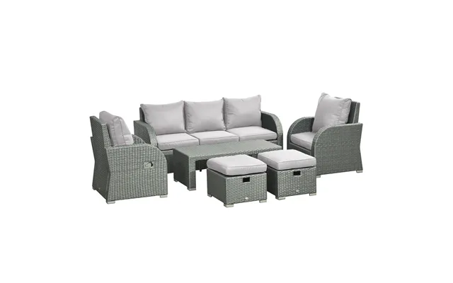 Mcl Six-piece Outdoor Rattan Dining Set - Outdoor Sofa Set With Reclining Armchairs And Mental Frame product image