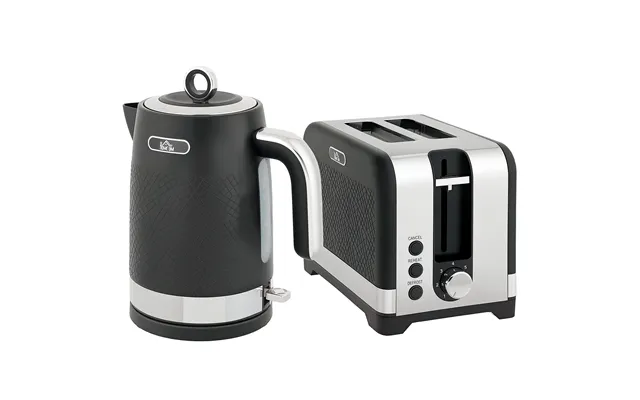 Mcl Sleek Textured Kettle And Toaster Set - Black