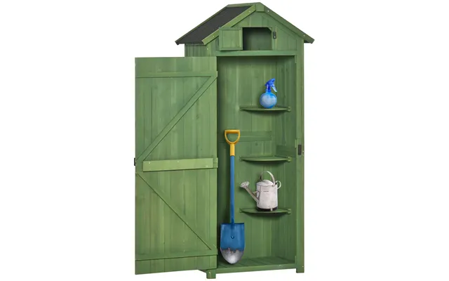 Mcl Small Shed, Tall Slim Wooden Garden Shed With 3 Removable Shelves And Roof Hatch, Compact Outdoor Tool Storage Cabin product image