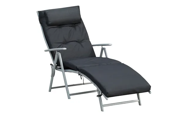 Mcl Steel Frame Outdoor Garden Padded Sun Lounger W Pillow Black