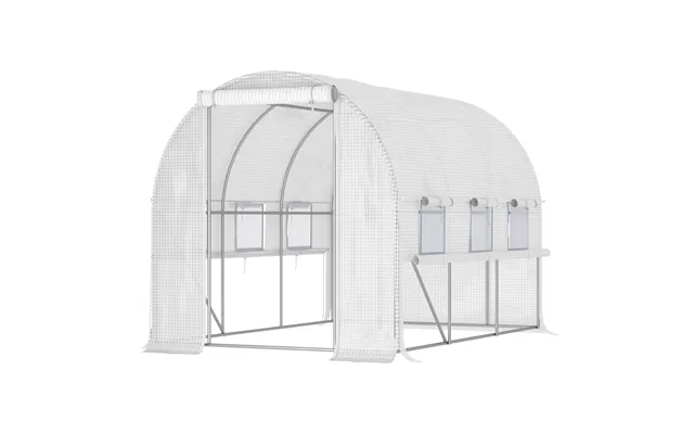 Mcl Walk-in Polytunnel Greenhouse Green House With Roll-up Sidewalls - Uv-resistant Pe Cover