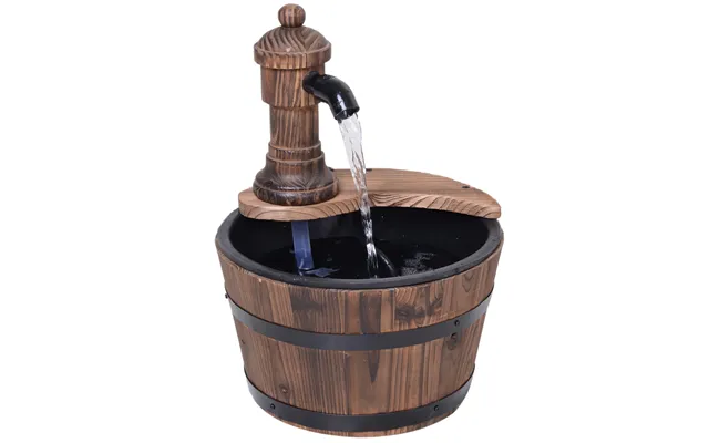 Mcl Wood Barrel Patio Water Fountain Garden Decorative Ornament Water Feature With Electric Pump Type A - Default Title product image