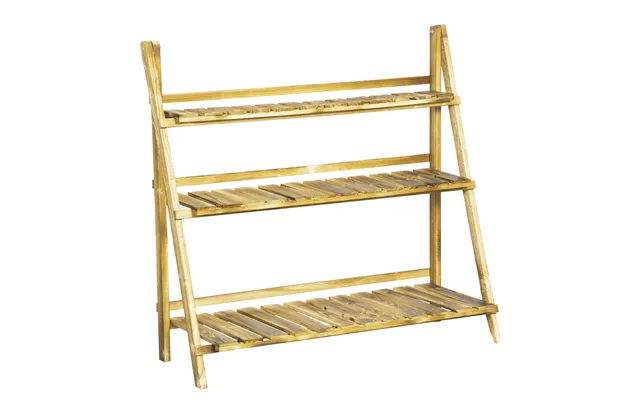 Mcl Wooden Folding Flower Pot Stand 3 Tier Garden Planter Display Ladder Gardener Storage Shelves Rack Herb Holder 100l 