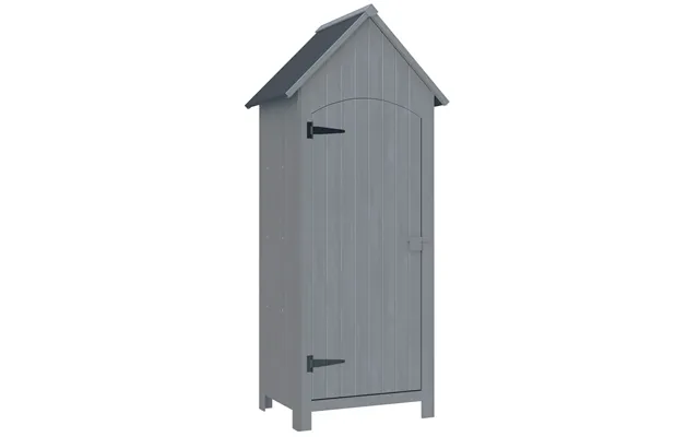 Mcl Wooden Garden Storage Shed With 3 Shelves, Outdoor Tool Storage Cabinet With Tilt Roof And Lockable Door, 77
