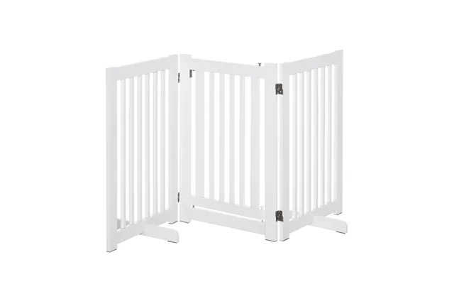 Mclpet Gates Mdf Freestanding Expandable Dog Gate Wood Doorway Pet Barrier Fence W Latched Door White