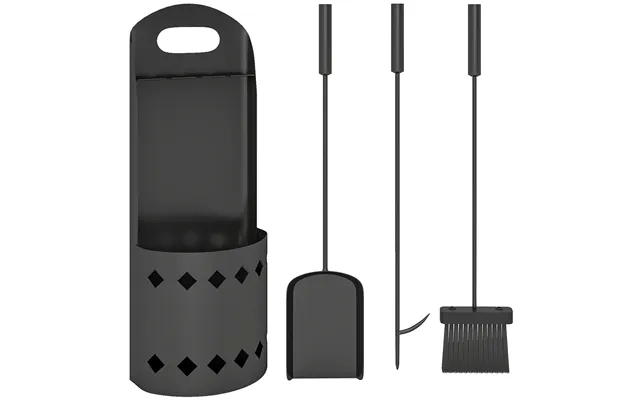 Outsunny 4 Pieces Fireplace Companion Set - Metal Fireplace Accessories Fireside Companion Set With Broom