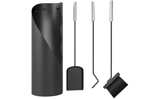 Outsunny 4 Pieces Fireplace Tools Set - Metal Fireplace Accessories Fireside Companion Set With Broom
