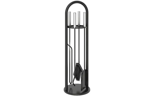 Outsunny 5 Pieces Fireplace Tools Set - Metal Fireplace Accessories Fireside Companion Set With Broom