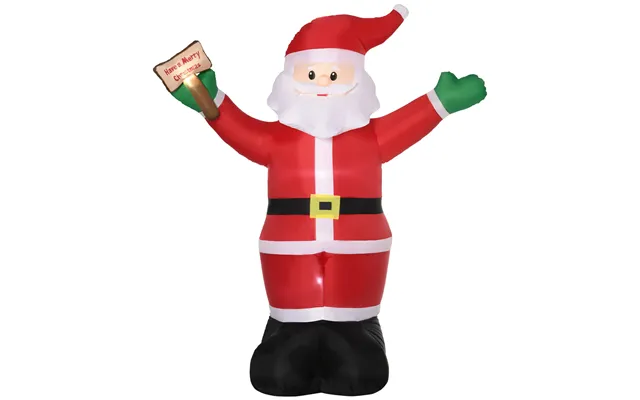 Outsunny 8ft Inflatable Christmas Santa Claus Holds Light Sign Of Blessings - Blow-up Outdoor Led Yard Display For Lawn 