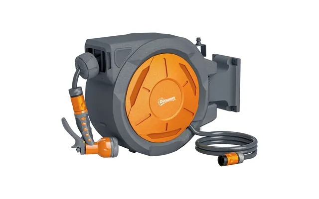 Outsunny Retractable Hose Reel Wall Mounted - 30 2m Garden Hose Pipe Reel With Lock