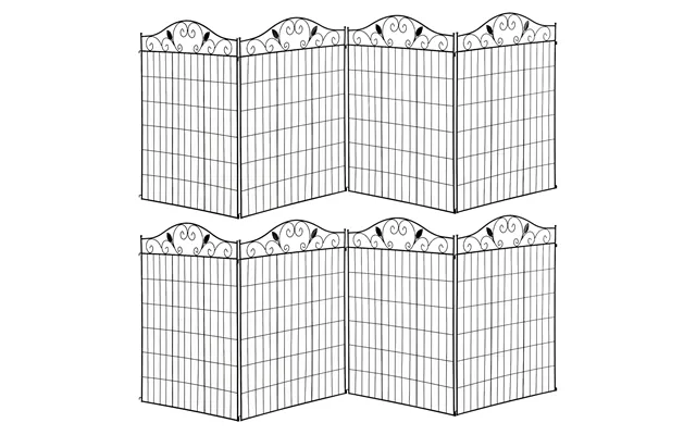 Outsunny Set Of 2 Decorative Garden Fence - 8 Panels Metal Picket Fence product image