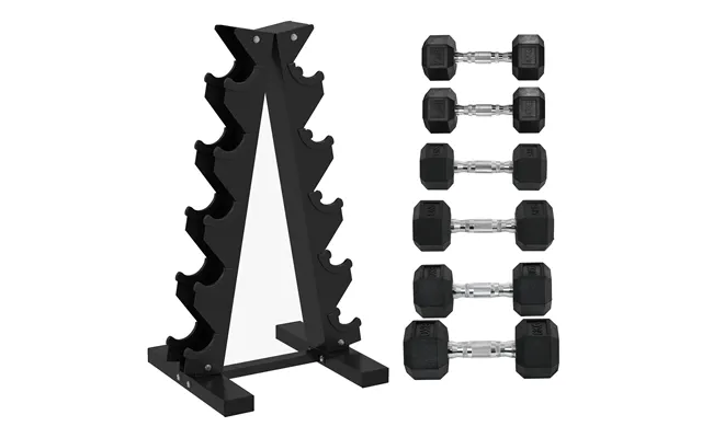Sportnow 5-tier Dumbbell Rack With 6 Hexagonal Rubber Dumbbells 2x4kg - 2x5kg