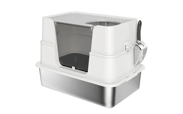 Xl Stainless Steel Litter Box W 100 Flip Top, Scoop, Side Top Dual Entry, Odor Free, Easy Cleaning, Anti Leakage - Light