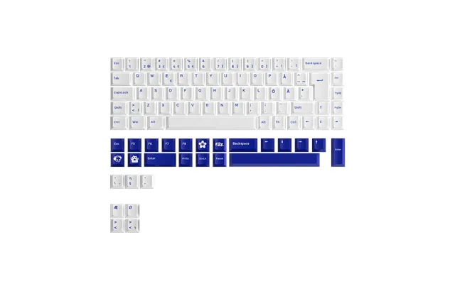 Akko Blue On White Iso Nordic Keycap Set 96-key