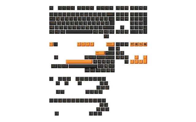 Orange On Black Iso-de Uk Nordic Keycap Set 210-key