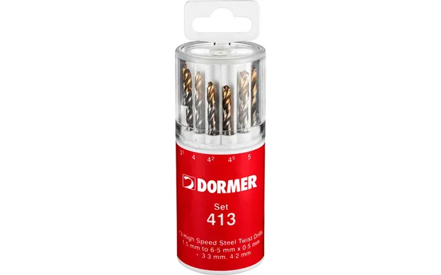 Dormer A094 No 413 13 Piece Hss Tin Coated 1.5mm-6.5mm By 0.5mm Drill Set