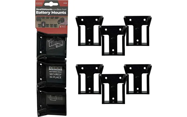 Stealth Mounts 6 Pack Battery Mounts For Milwaukee 18v M18 Batteries