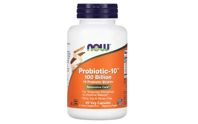 Probiotic-10 60 Capsules With Blend Of 10 Probiotic Bacteria Strains - Now