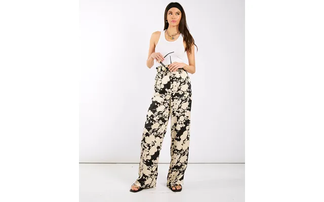 Black And Ivory Printed Co-ord Wide Trousers - 8