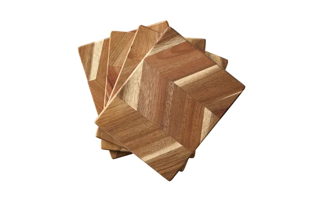 Aida Skärbräda Fish Bone Pattern 12x15 Cm 4-pack Acacia Tree