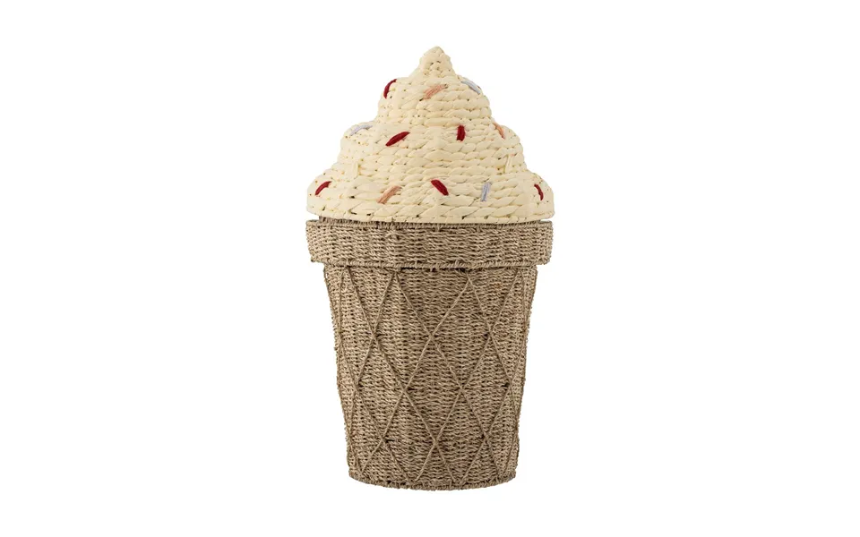 Bloomingville Cillie Storage Basket With Lid Ø40 Cm Nature Ice Cream