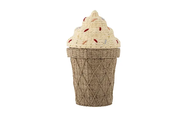 Bloomingville Cillie Storage Basket With Lid Ø40 Cm Nature Ice Cream