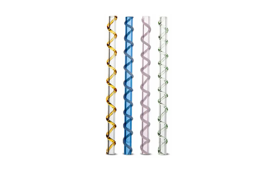 Byon Celebrate Straws 4-pack Blue-amber-pink-green