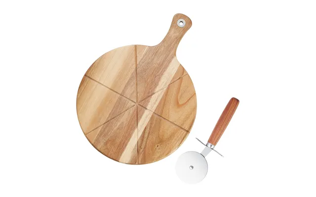 Dorre Sade Pizza Set Pizza Cutter - Cutting Board Ø32 Cm Acacia