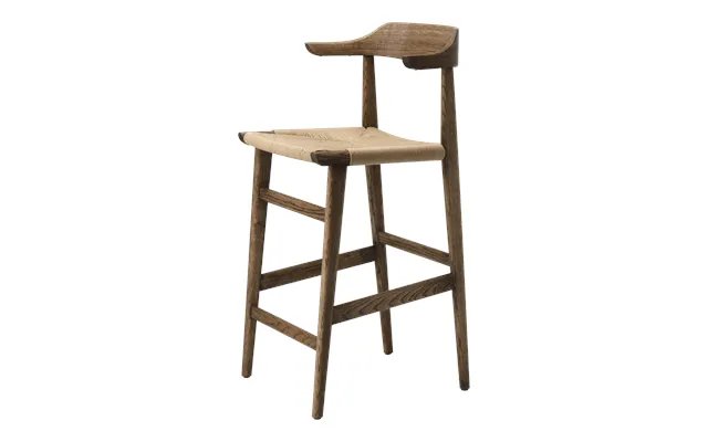 Gärsnäs Hedda Bar Stool Oak-black-paper Cord Natural