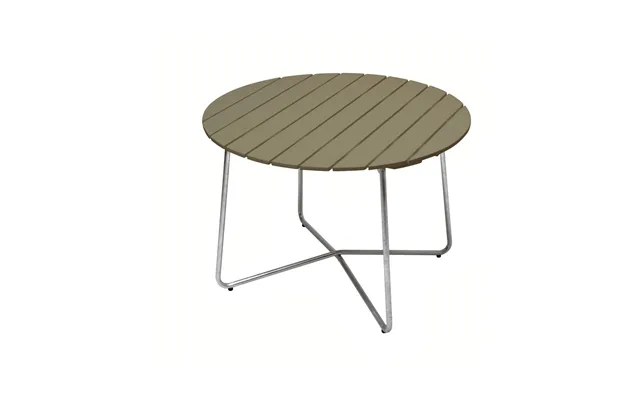 Grythyttan Stålmöbler 9a Dining Table Light Green Oak-hot-dip Galvanized Stand Ø100 Cm