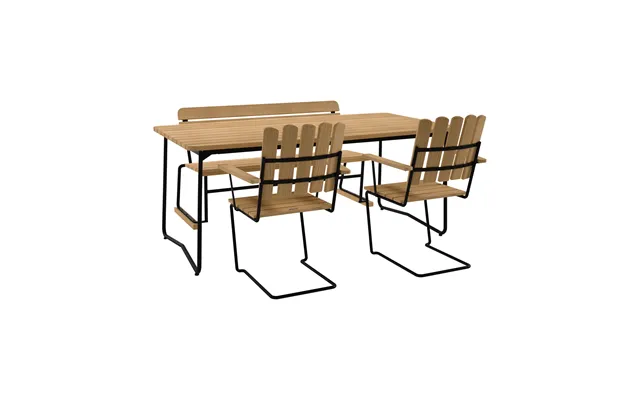 Grythyttan Stålmöbler B31 Table 170 Cm 2 A2 Armchairs 3 Seater Sofa - Oiled Oak-black Frame