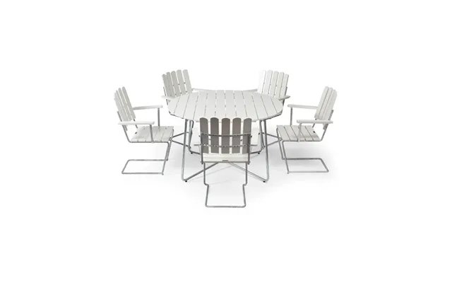 Grythyttan Stålmöbler Grythyttan Dining Set White 9a Ø120cm 5pcs A2
