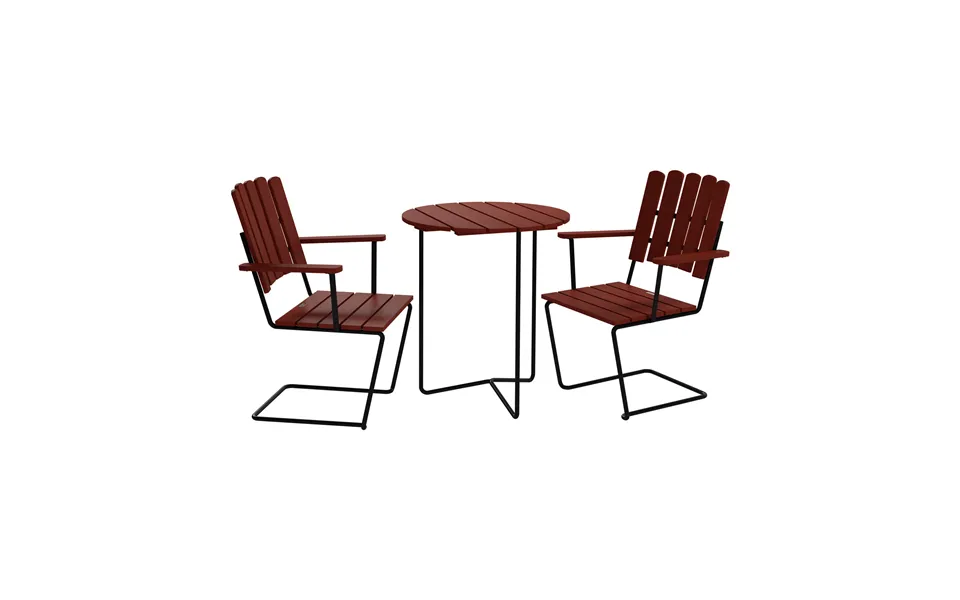 Grythyttan Stålmöbler Table 6b Table 2 A2 Armchairs - Dark Red Oak-black
