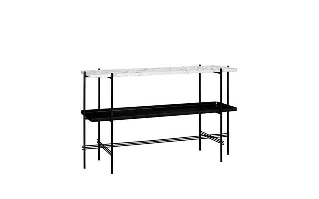Gubi Ts Console Table 120x30x72 Cm White Carrara Marble - Black Legs
