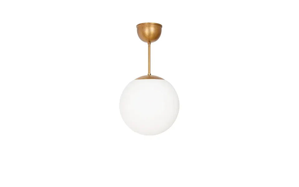 Konsthantverk Funkis Glob Pendant White Matte Raw Brass Ø25 Cm