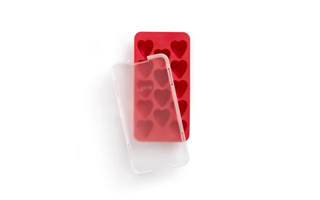 Lékué Lékué Ice Cube Tray With Lid Red Heart