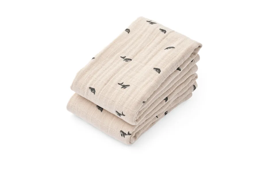Liewood Lewis Muslin Blanket 2-pack 65x65 Cm Mini Whale-sandy