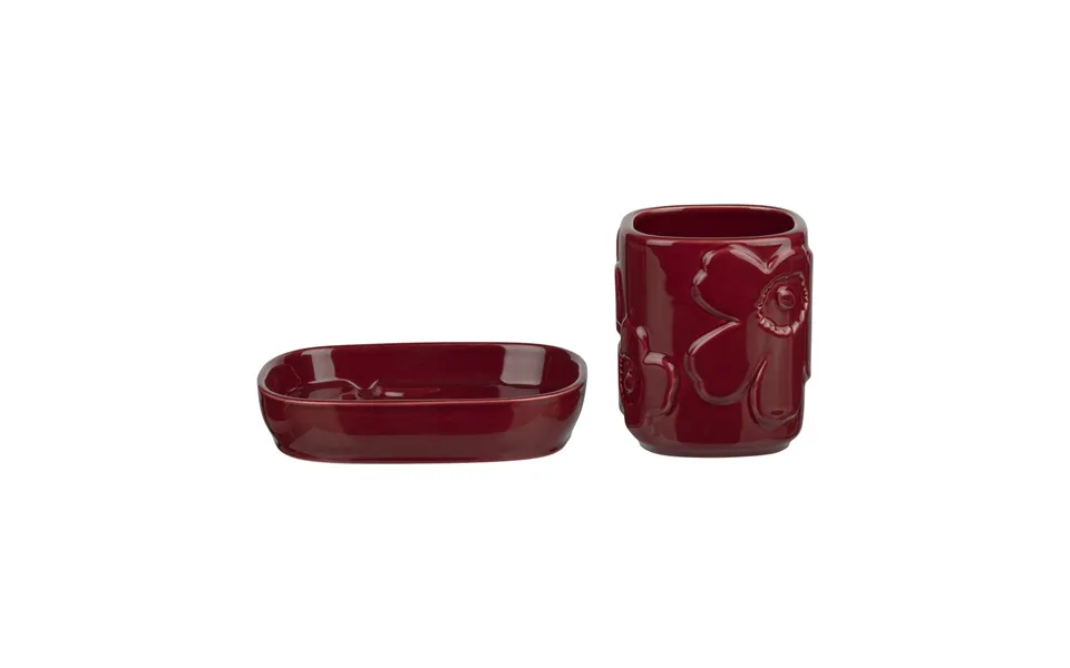 Marimekko Unikko Bathroom Set 2 Pieces Burgundy